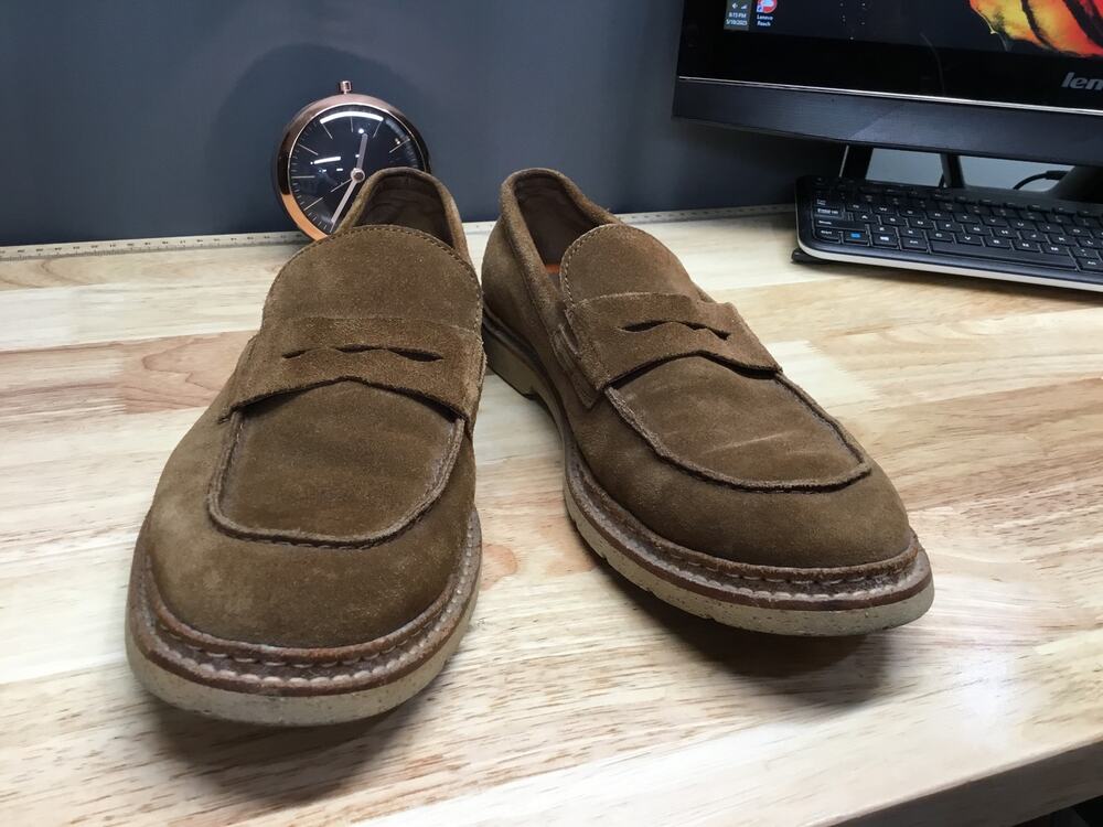 Johnston & Murphy Penny Loafers Men's 9 Brown Suede Slip-On Low Top Round Toe